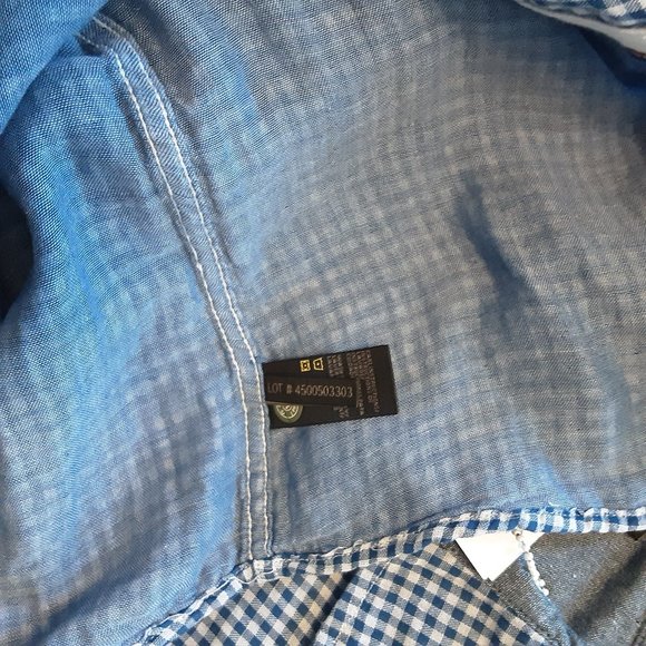 Hudson's Men's New! Saint Blue & White Checked Short Sleeve Button Shirt, Sm - Picture 12 of 16